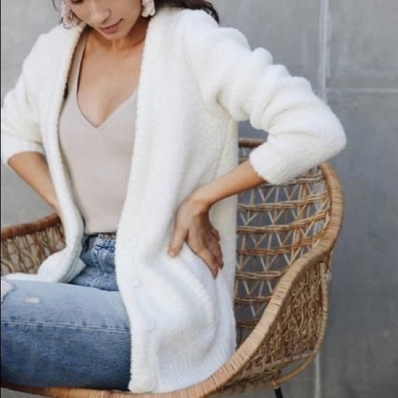 Sincerely Jules Chunky Ivory Reed Cardigan Size XS - Picture 3 of 8